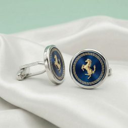 Horse Emblem Round Cufflinks  Luxury Shirt Accessories for Men