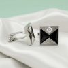 Silver & Black Geometric Designer Cufflinks